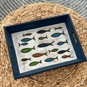 Nautical Fish Design Tray in Blue and Green